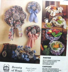 6281 MCCALLS RAG CROCHET WALL HANGING HATS DECOR,  BASKETS,  CASSEROLES,  CENTREPIECE PATTERN